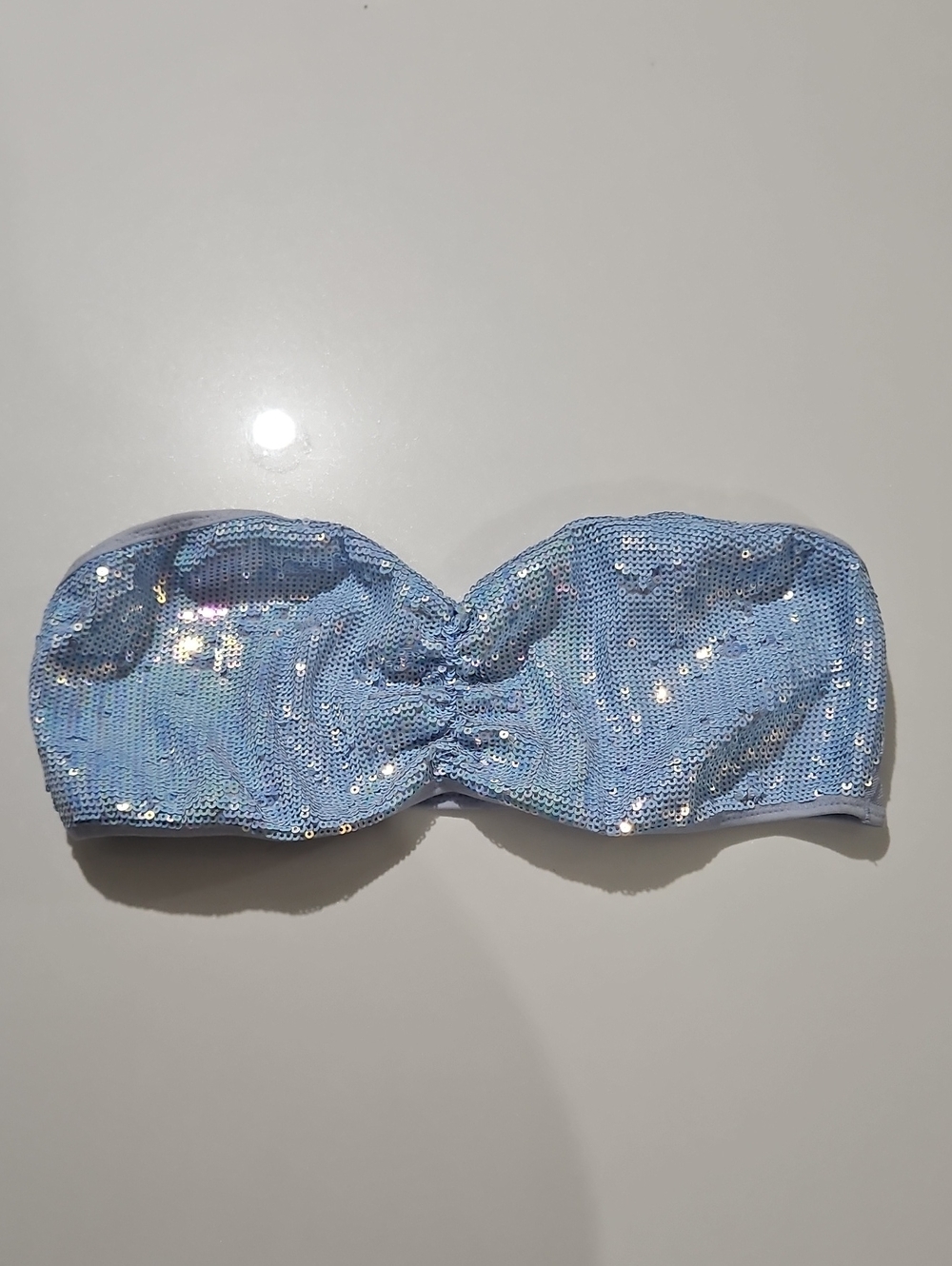 Pink Ice Light Blue Sequin Bra Top Sz M